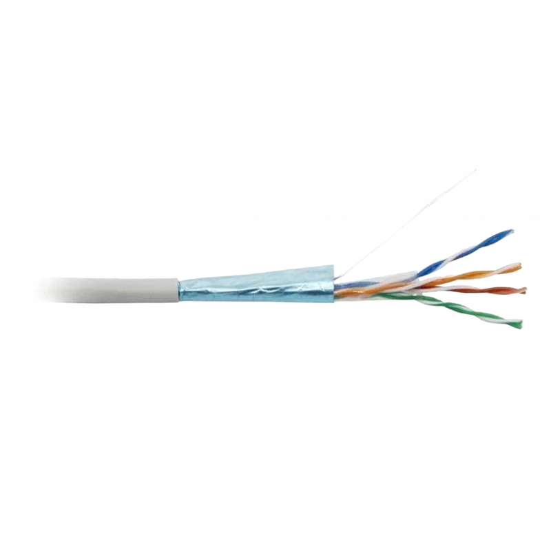 42052 Hyperline FUTP4-C5E-S24-IN-PVC-GY-305 (305 м) Кабель витая пара, экранированная F/UTP, категория 5e, 4 пары (24 AWG), одножильный (solid), экран 42052 Hyperline FUTP4-C5E-S24-IN-PVC-GY-305 (305 м) Кабель витая пара, экранированная F/UTP, категория 5e, 4 пары (24 AWG), одножильный (solid), экран