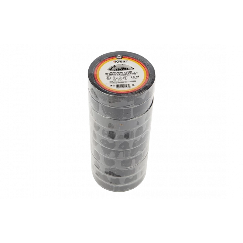 KR-09-2806 Изолента ПВХ профессиональная KRANZ 0.18 х 19 мм х 20 м, черная, упаковка 10 роликов KR-09-2806 Изолента ПВХ профессиональная KRANZ 0.18 х 19 мм х 20 м, черная, упаковка 10 роликов