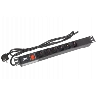 PH12-6D1-P ITK PDU 6 роз. нем.ст. с выкл 1U каб. 2м вилка нем.ст ПВХ чер