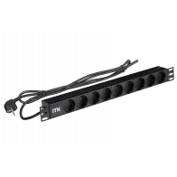 PH22-9D1-P ITK PDU 9 розеток нем. ст, 1U, шнур 2м вилка нем. ст ПВХ чер