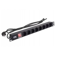 PH12-8D1 ITK PDU 8 розеток нем. ст, с LED выкл,1U, шнур 2м вилка нем. ст