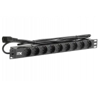 PH22-9D2-P ITK PDU 9 розеток нем. ст, 1U, шнур 2м вилка С14 ПВХ чер