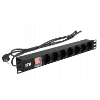 PH12-7D1-P ITK PDU 7 роз. нем.ст. с выкл 1U каб.2м вилка нем.ст ПВХ чер