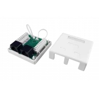 430234 Hyperline SB1-2-8P8C-C5e-WH Розетка компьютерная RJ-45(8P8C), категория 5e, двойная, внешняя, Dual IDC